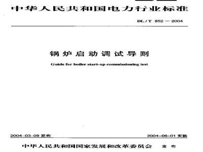 DL/T 852-2004 锅炉启动调试导则
