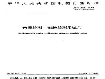 JB/T 6065-2004 无损检测 磁粉检测用试片