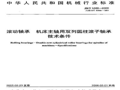 JB/T 5386-2005 滚动轴承 机床主轴用双列圆柱滚子轴承 技术条件