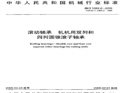 JB/T 5389.2-2005 滚动轴承 轧机用双列和四列圆锥滚子轴承