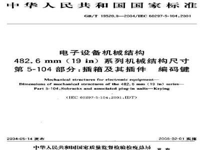 GB/T 19520.9-2004 电子设备机械结构 486.6 mm(19 in)系列机械结构尺寸 第5-104部分：插箱及其插件 编码键