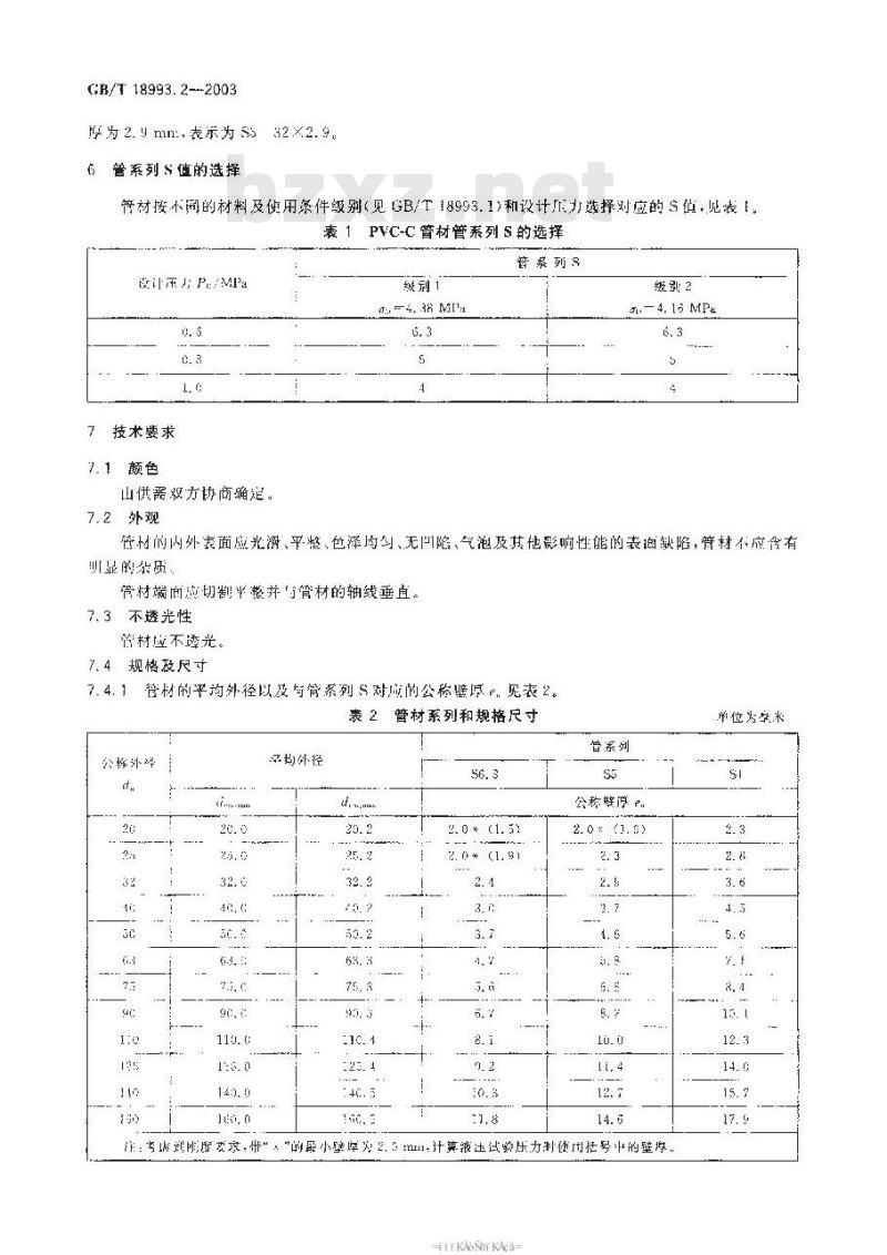 GB/T 18993.2-2003 冷热水用氯化聚氯乙烯(PVC-C)管道系统 第2部分:管材 GB/T 18993.2-2003 冷热水用氯化聚氯乙烯(PVC-C)管道系统 第2部分:管材
