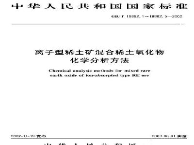 GB/T 18882.5-2002 离子型稀土矿混合稀土氧化物化学分析方法 EDTA滴定法测定三氧化二铝量