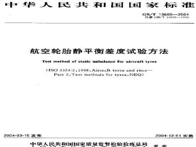 GB/T 13655-2004 航空轮胎静平衡差度试验方法
