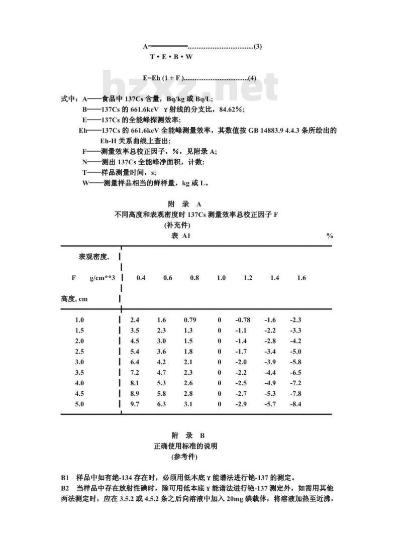 GB 14883.10-1994 食品中放射性物质检验 铯--137的测定 GB 14883.10-1994 食品中放射性物质检验 铯--137的测定