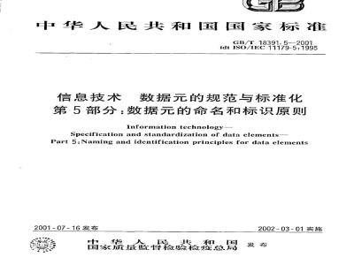 GB/T 18391.5-2001 信息技术 数据元的规范与标准化 第5部分：数据元的命名和标识原则