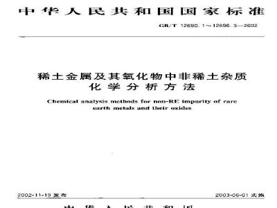 GB/T 12690.2-2002 稀土金属及其氧化物中非稀土杂质化学分析方法 重量法测定稀土氧化物中灼减量