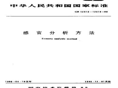 GB 12312-1990 感官分析 味觉敏感度的测定