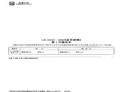 GB 10343-2002 食用酒精