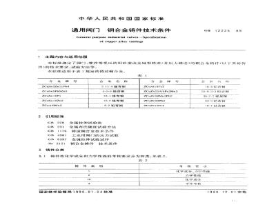 GB/T 12225-1989 通用阀门 铜合金铸件技术条件