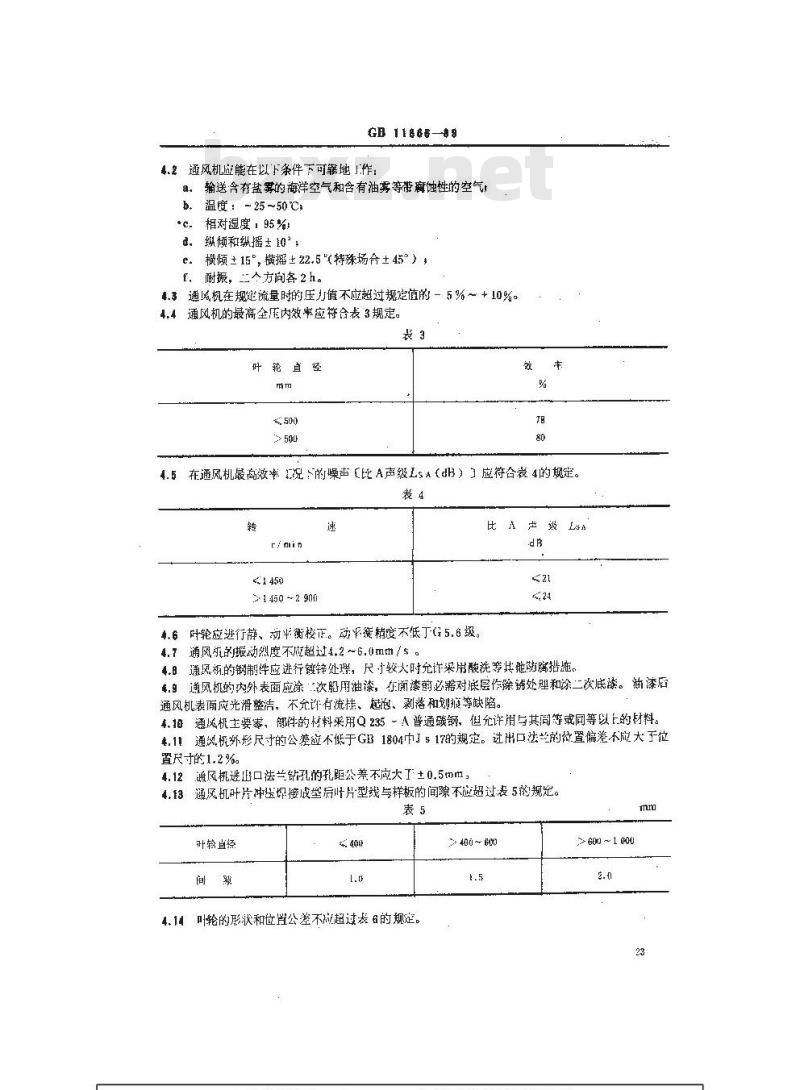 GB 11866-1989 船用后向式离心通风机 GB 11866-1989 船用后向式离心通风机