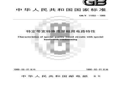 GB/T 11053-1989 特定带宽特殊质量租用电路特性