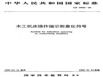 GB/T 10961-1989 木工机床操作指示形象化符号