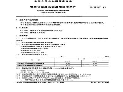 GB/T 10947-1989 硬质合金麻花钻通用技术条件