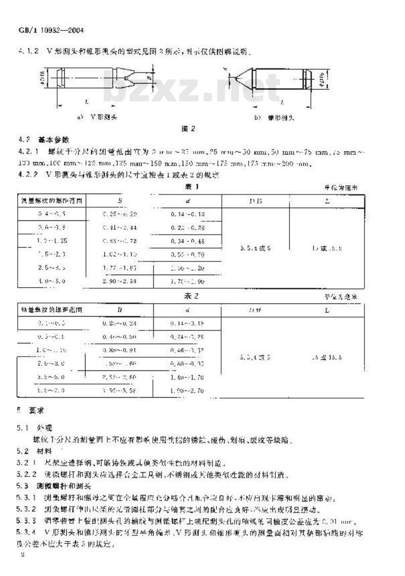 GB/T 10932-2004 螺纹千分尺