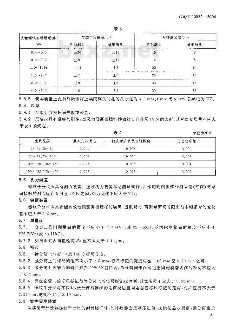 GB/T 10932-2004 螺纹千分尺