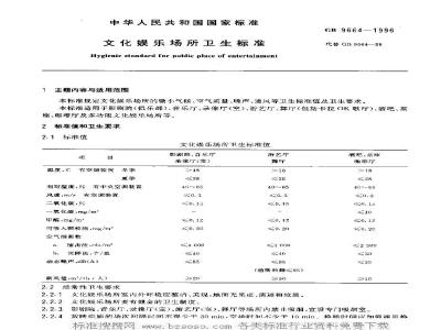 GB 9664-1996 文化娱乐场所卫生标准