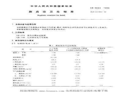 GB 9663-1996 旅店业卫生标准