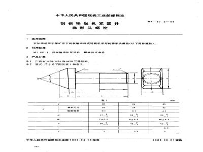 MT 187.6-1988 刮板输送机紧固件 梯形头螺栓