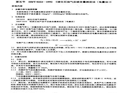 SH/T 0222-1992 液化石油气总硫含量测定法(电量法)