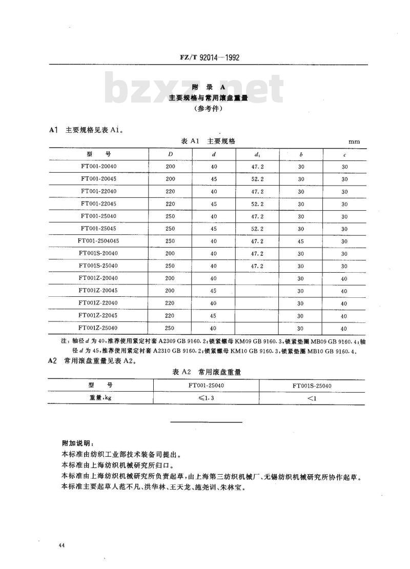 FZ/T 92014-1992 滚盘