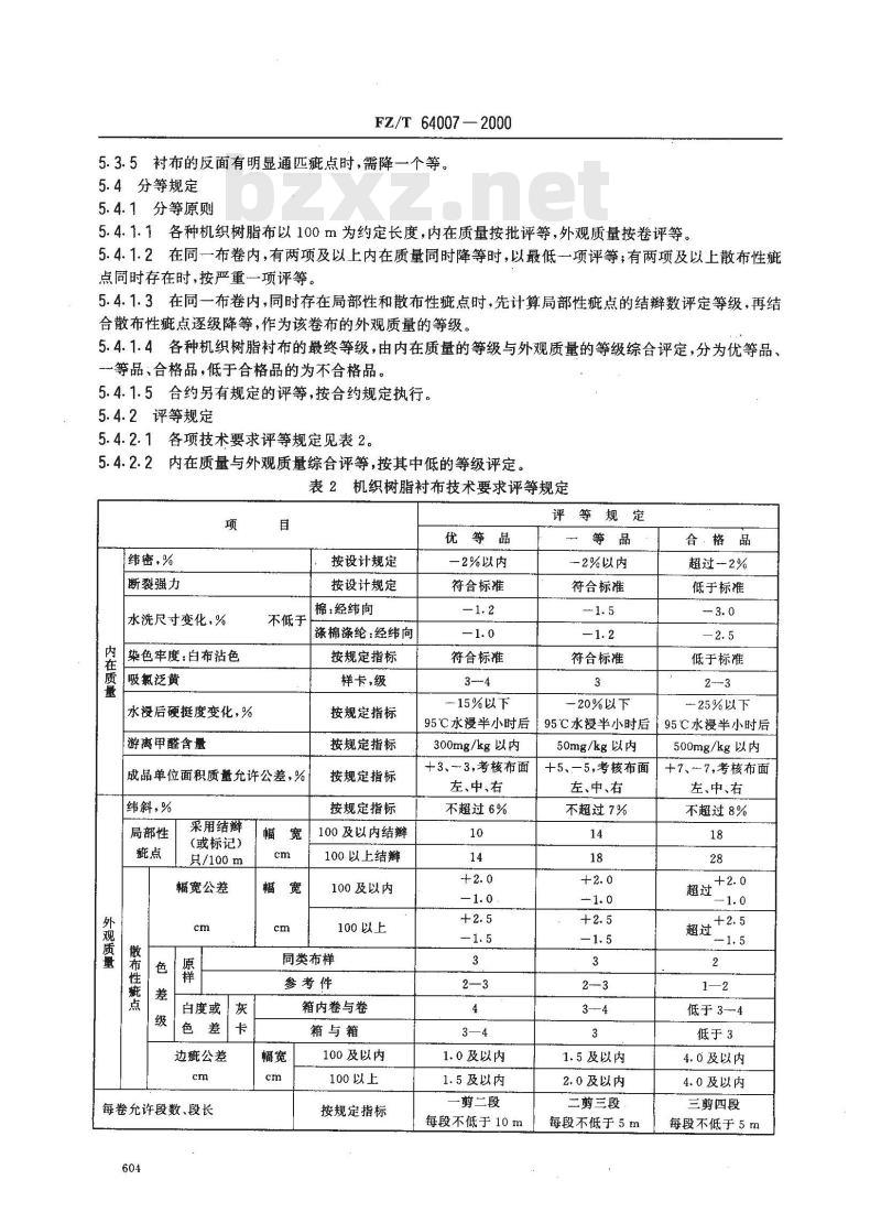 FZ/T 64007-2000 机织树脂衬布 FZ/T 64007-2000 机织树脂衬布