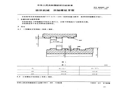 FZ/T 90002-1991 纺织机械 织轴螺纹牙型