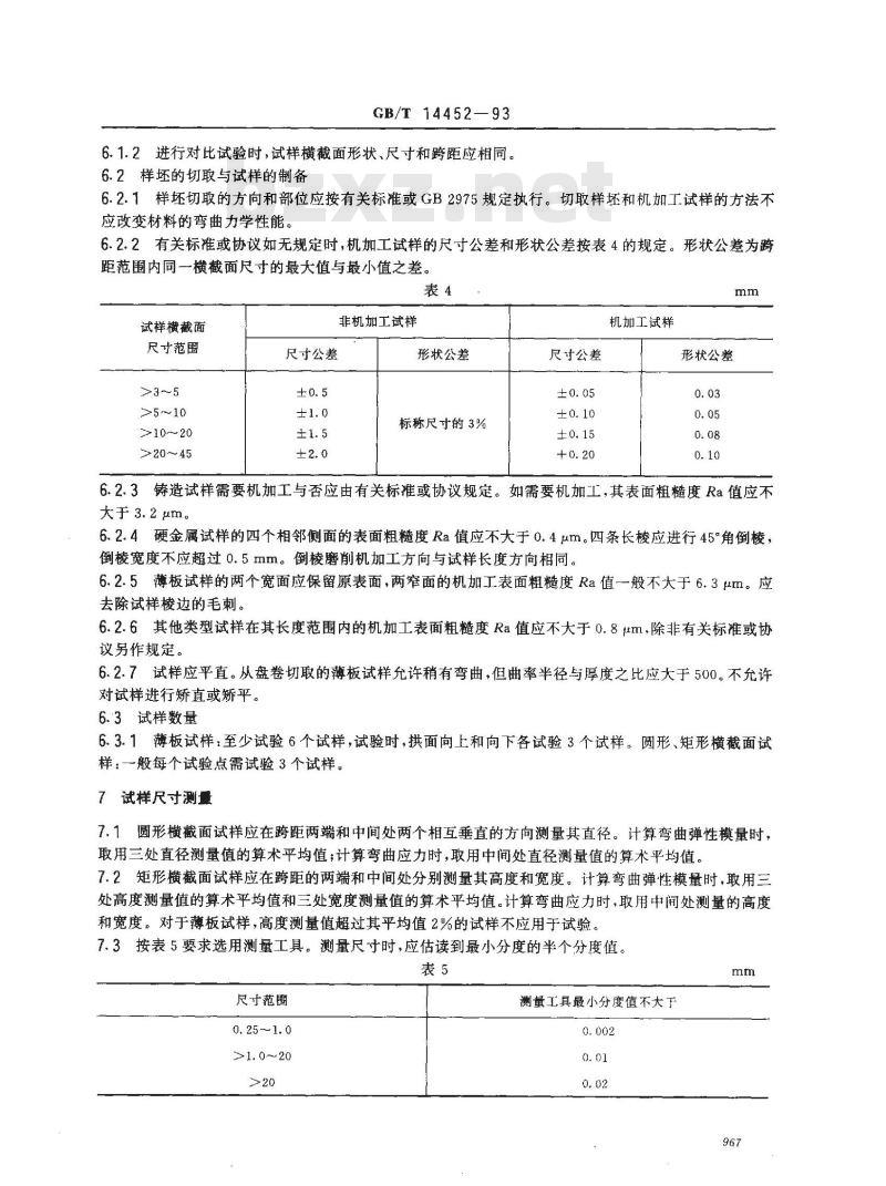 GB/T 14452-1993 金属弯曲力学性能试验方法 GB/T 14452-1993 金属弯曲力学性能试验方法