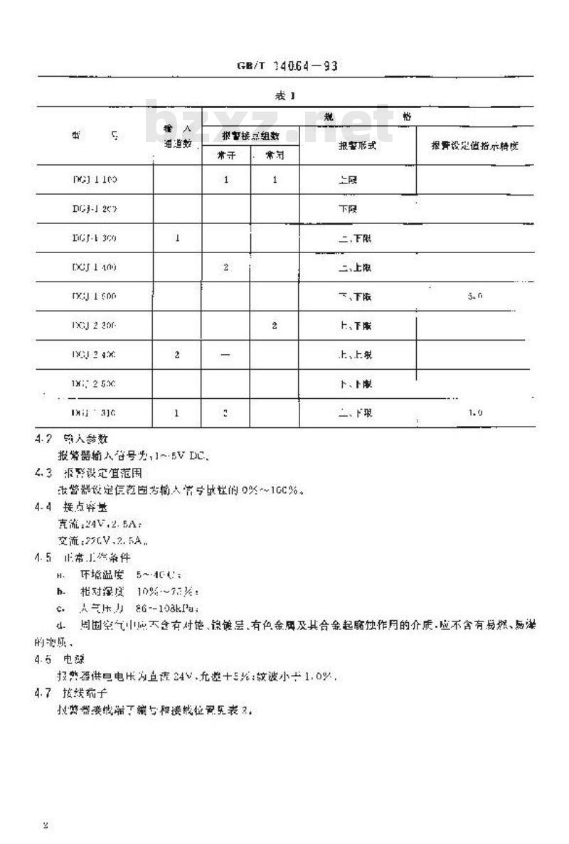 GB/T 14064-1993 DDZ-Ⅲ系列电动单元组合仪表报警给定器 GB/T 14064-1993 DDZ-Ⅲ系列电动单元组合仪表报警给定器