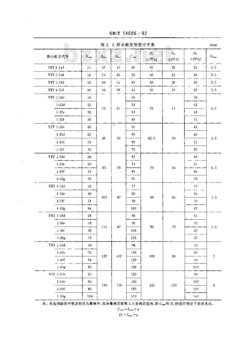 GB/T 14006-1992 通信和电子设备用变压器和电感器外形尺寸 第1部分:采用YEI-1铁心片的变压器和电感器 GB/T 14006-1992 通信和电子设备用变压器和电感器外形尺寸 第1部分:采用YEI-1铁心片的变压器和电感器