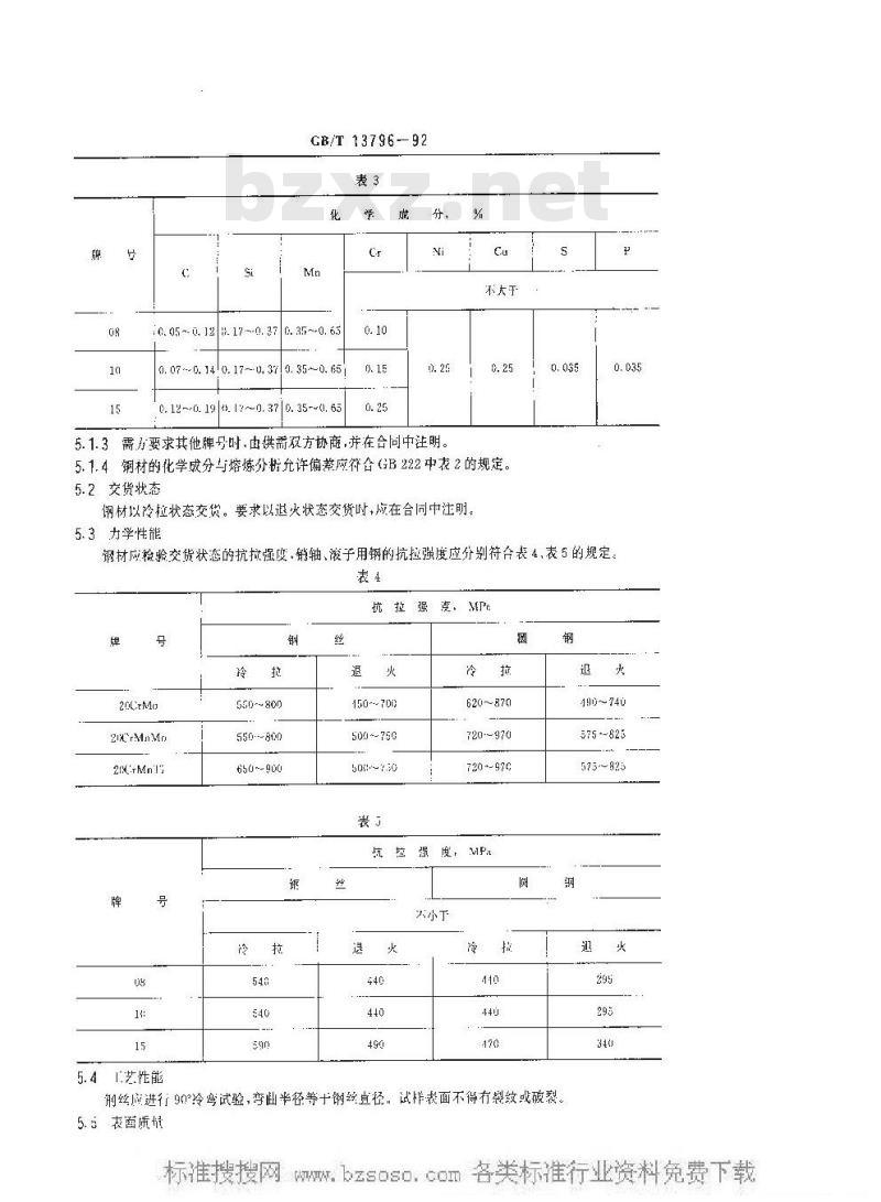 GB/T 13796-1992 工业链条用冷拉钢 GB/T 13796-1992 工业链条用冷拉钢