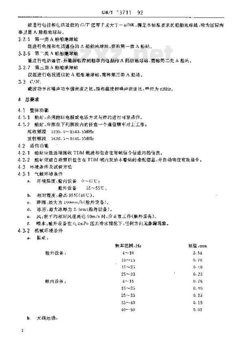 GB/T 13711-1992 国际海事卫星A船舶地球站技术要求 GB/T 13711-1992 国际海事卫星A船舶地球站技术要求