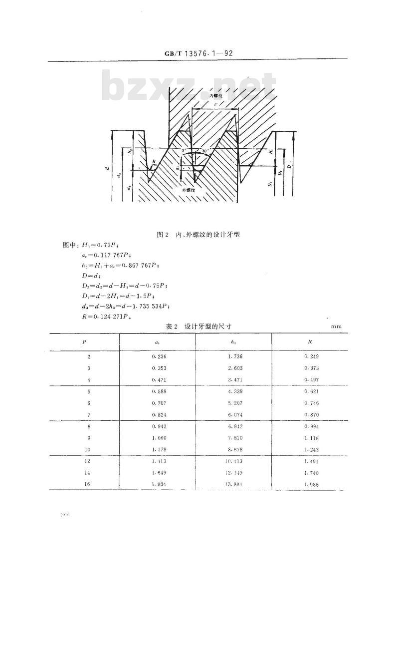 GB/T 13576.1-1992 锯齿形(3°,30°)螺纹 牙型 GB/T 13576.1-1992 锯齿形(3°,30°)螺纹 牙型