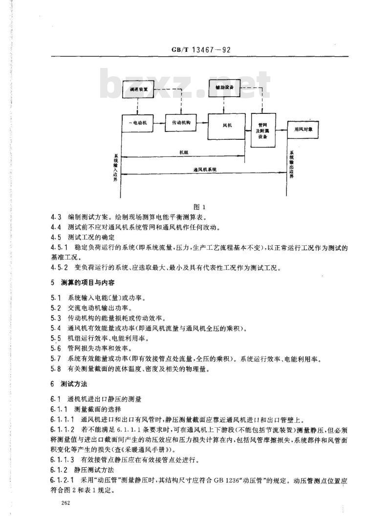 GB/T 13467-1992 通风机系统电能平衡测试与计算方法 GB/T 13467-1992 通风机系统电能平衡测试与计算方法