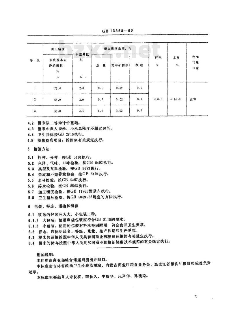 GB 13358-1992 稷米 GB 13358-1992 稷米