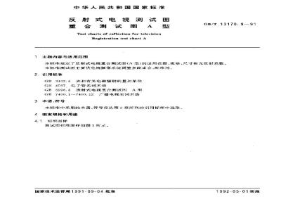 GB/T 13170.9-1991 反射式电视测试图 重合测试图A型