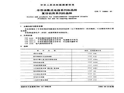 GB/T 13064-1991 半导体集成电路系列和品种复印机用系列的品种