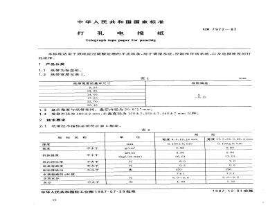 GB/T 7972-1987 打孔电报纸
