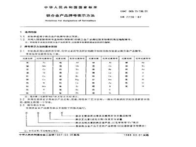 GB/T 7738-1987 铁合金产品牌号表示方法