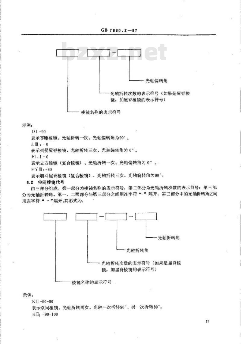 GB/T 7660.2-1987 反射棱镜 分类、代号与图表