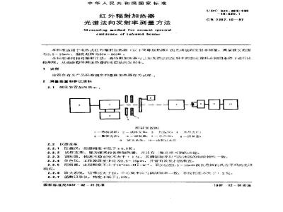 GB 7287.10-1987 红外辐射加热器光谱法向发射率测量方法
