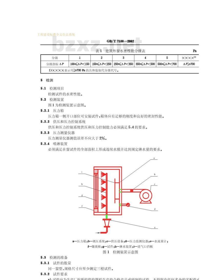 GB/T 7108-2002 建筑外窗水密性能分级及检测方法 GB/T 7108-2002 建筑外窗水密性能分级及检测方法