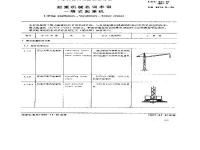 GB/T 6974.9-1986 起重机械名词术语 塔式起重机