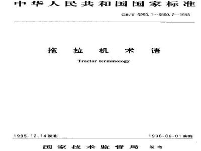 GB/T 6960.6-1995 拖拉机术语 液压悬挂系及牵引、拖挂装置