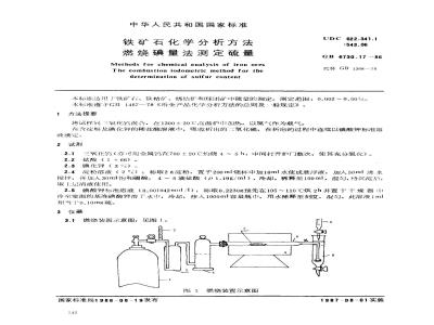 GB 6730.17-1986 铁矿石化学分析方法 燃烧碘量法测定硫量