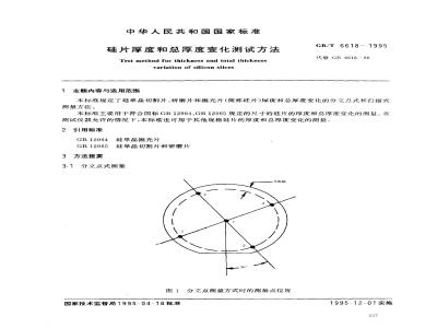 GB/T 6618-1995 硅片厚度和总厚度变化测试方法