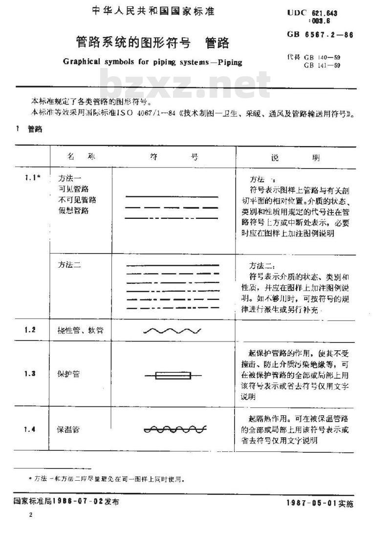 GB 6567.2-1986 管路系统的图形符号 管路 GB 6567.2-1986 管路系统的图形符号 管路