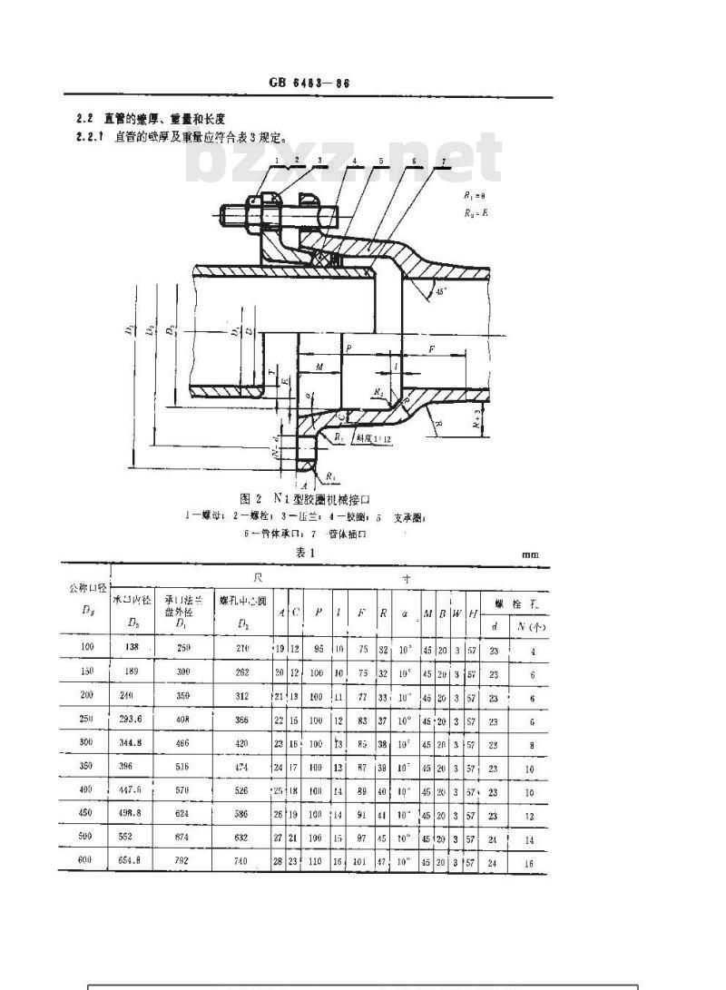 GB/T 6483-1986 柔性机械接口灰口铸铁管 GB/T 6483-1986 柔性机械接口灰口铸铁管