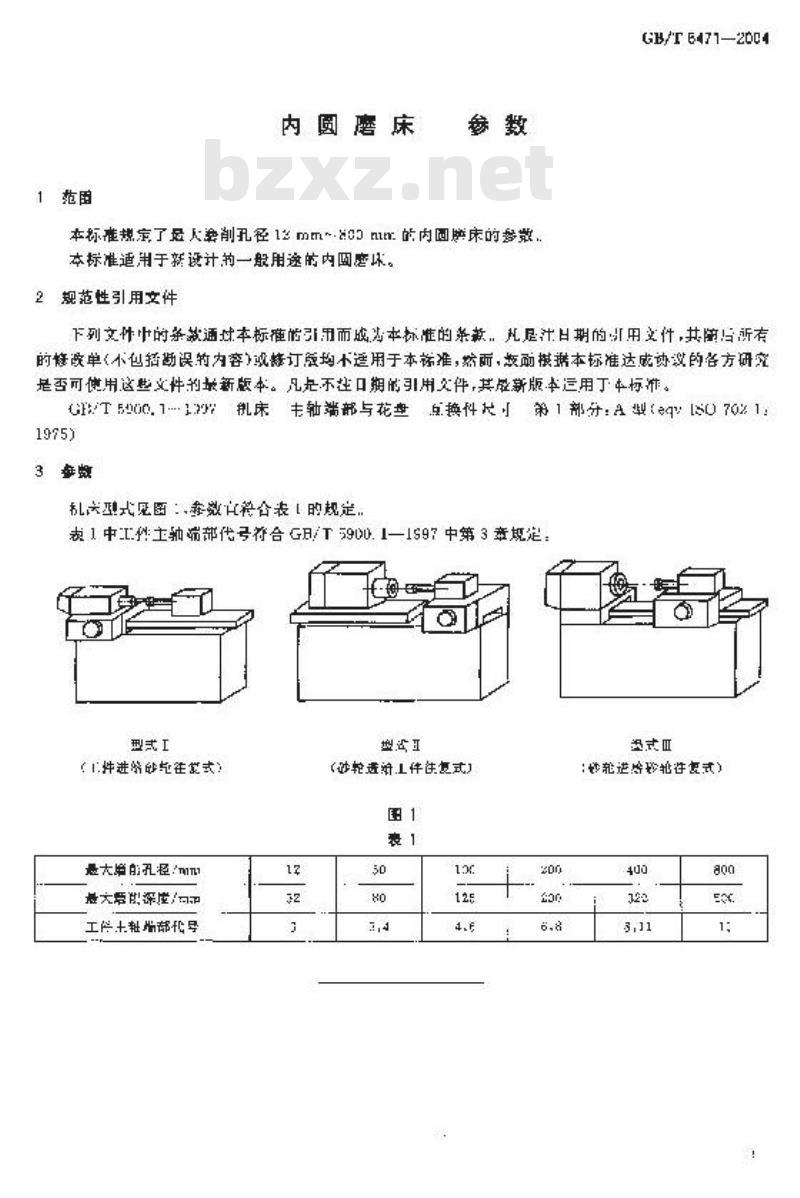 GB/T 6471-2004 内圆磨床参数 GB/T 6471-2004 内圆磨床参数