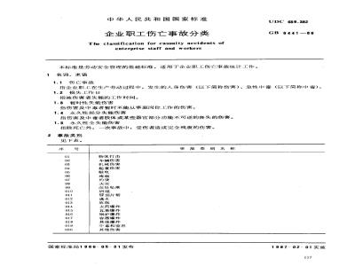 GB 6441-1986 企业职工伤亡事故分类